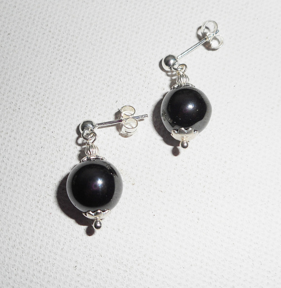 10mm hematit örhängen på 925 sterling silver