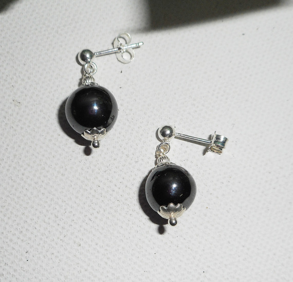 10mm hematit örhängen på 925 sterling silver