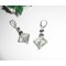 Örhängen med gröna kristaller och diamanter i 925 sterling silver