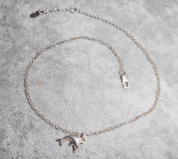 Armband/ankelkedja med delfin på 925 silverkedja