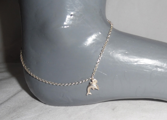 Armband/ankelkedja med delfin på 925 silverkedja