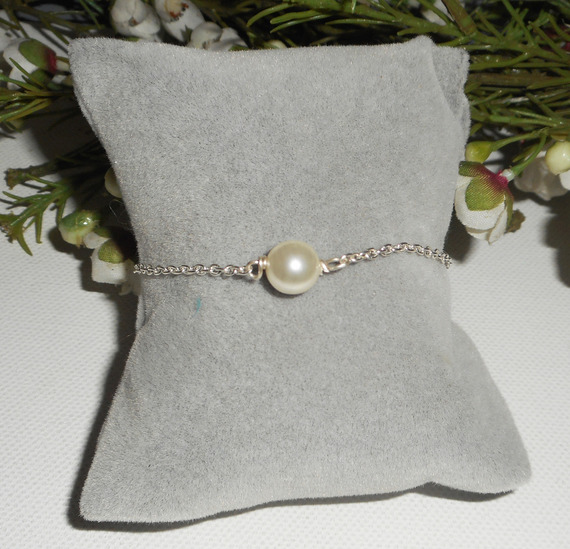 925 silver armband med ecru odlad pärla