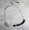 Original svart kristall vinge och pärla armband på 925 silver kedja