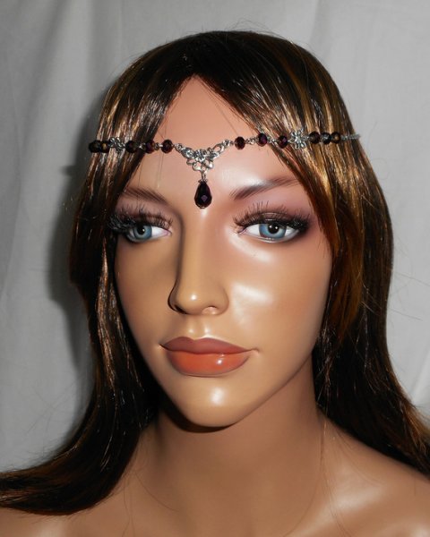 2 i 1 lila bohemisk kristall tiara med blommig design