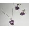 Set Lila hjärta hängande med Swarovski kristall på 925 silverkedja