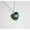Hjärtat i grön Swarovski-kristall på kedja i 925 silver