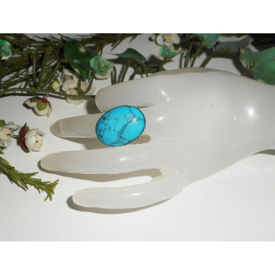 Cabochon ring med oval turkenit sten