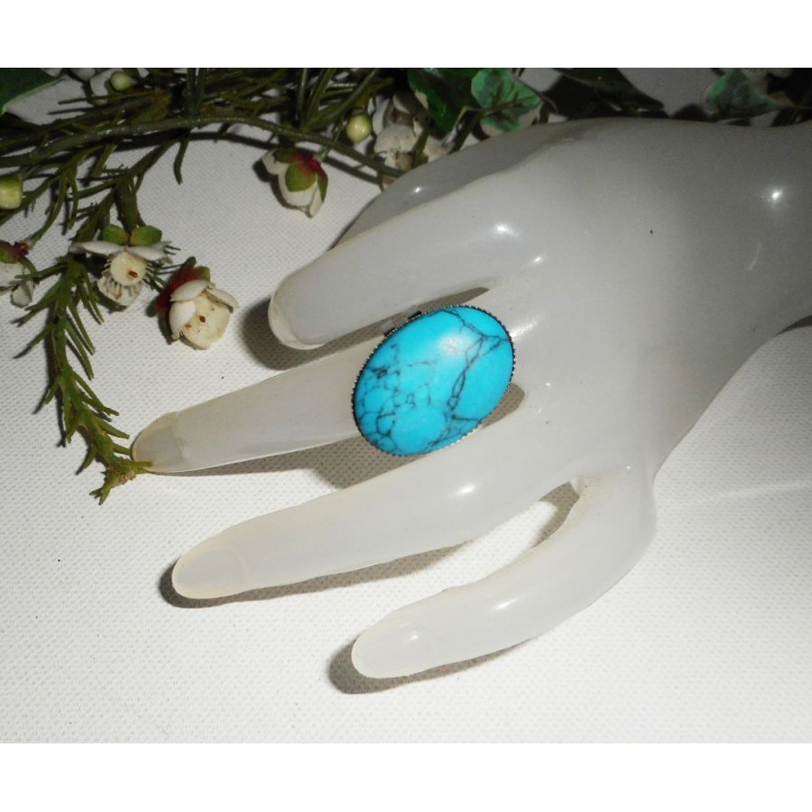 Cabochon ring med oval turkenit sten