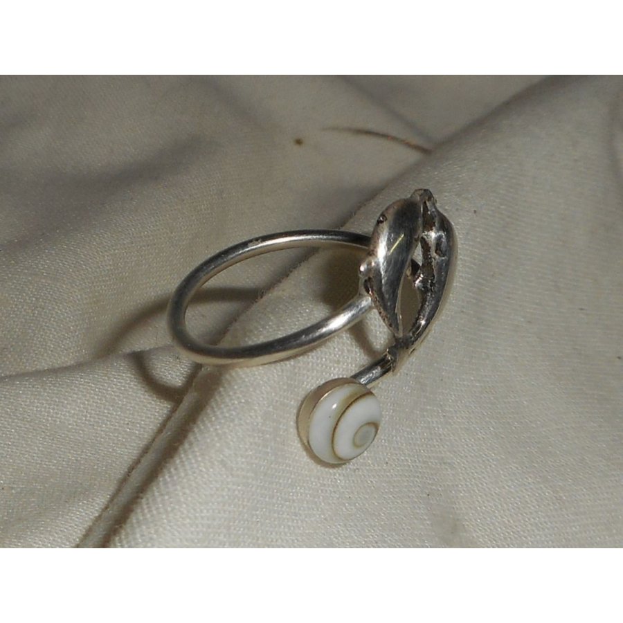 Delfinring i 925 sterling silver med St. Lucia-öga