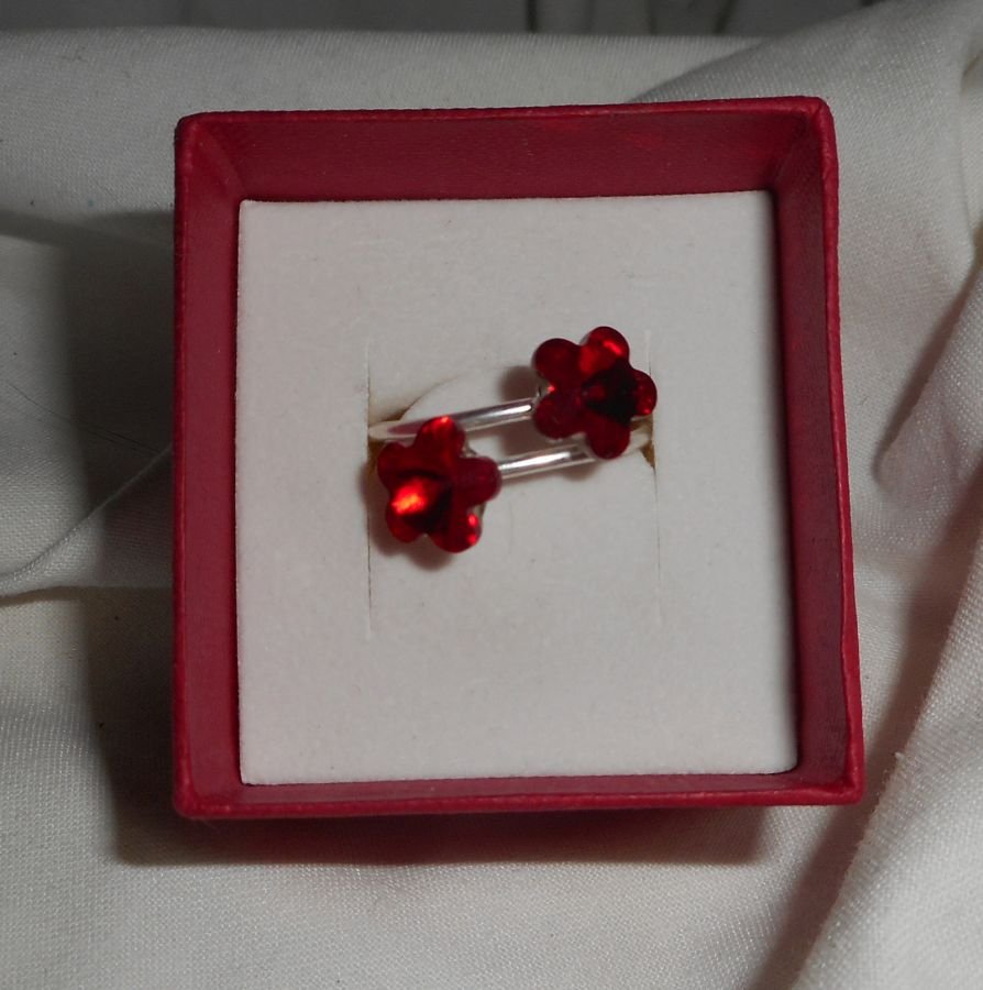 Röd Swarovski Crystal dubbel blomma ring
