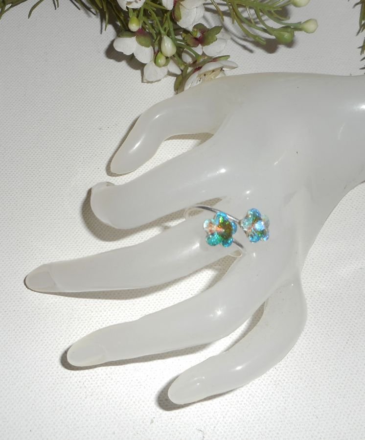 Swarovski kristall dubbel blomma ring