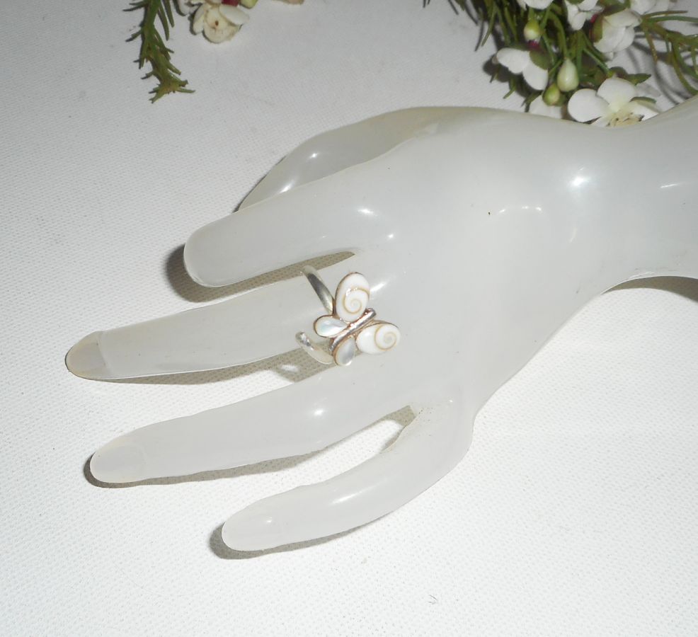 Original 925 Sterling Silver Ring med St. Lucia Eye Butterfly