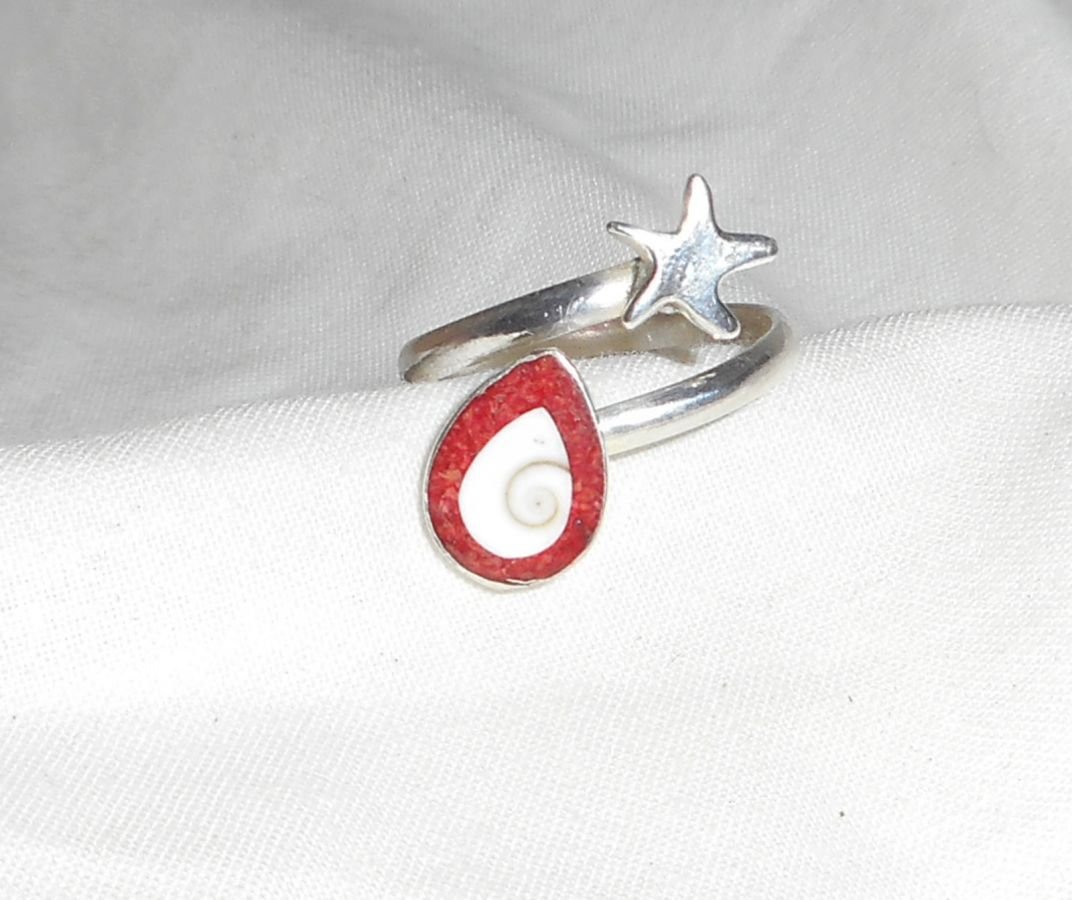 Original 925 silverring med sjöstjärna och St. Lucia öga