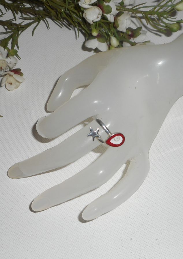 Original 925 silverring med sjöstjärna och St. Lucia öga