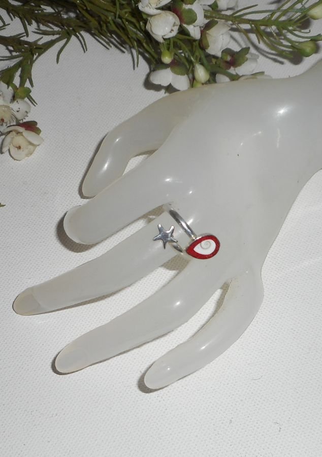 Original 925 silverring med sjöstjärna och St. Lucia öga