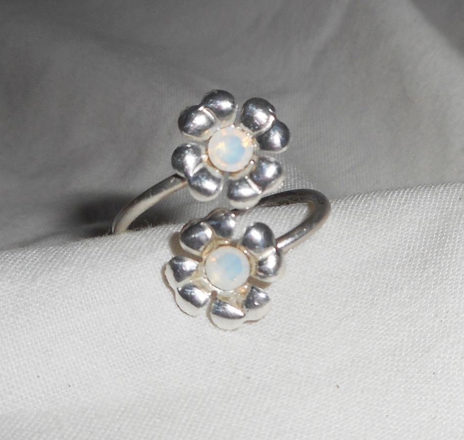 Original 925 silverring med blommor och vit Swarovski-kristall