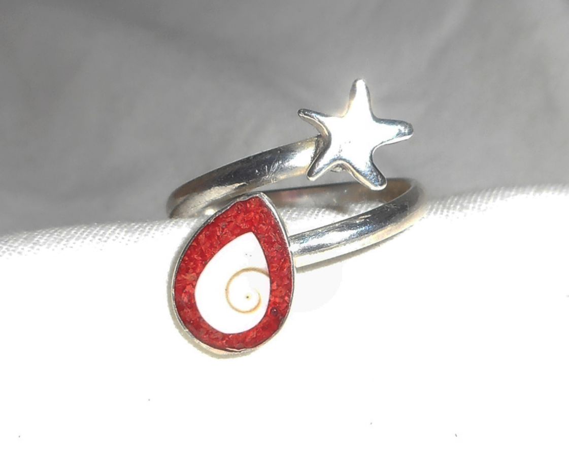 Original 925 silverring med sjöstjärna och St. Lucia öga