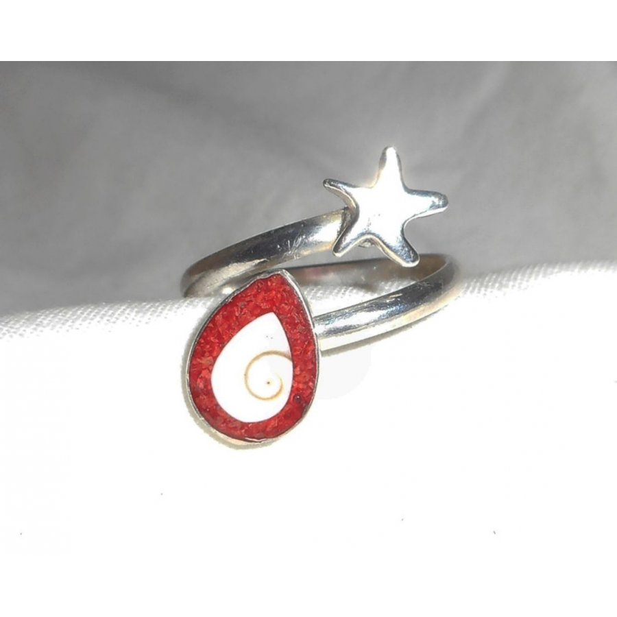 Original 925 silverring med sjöstjärna och St. Lucia öga