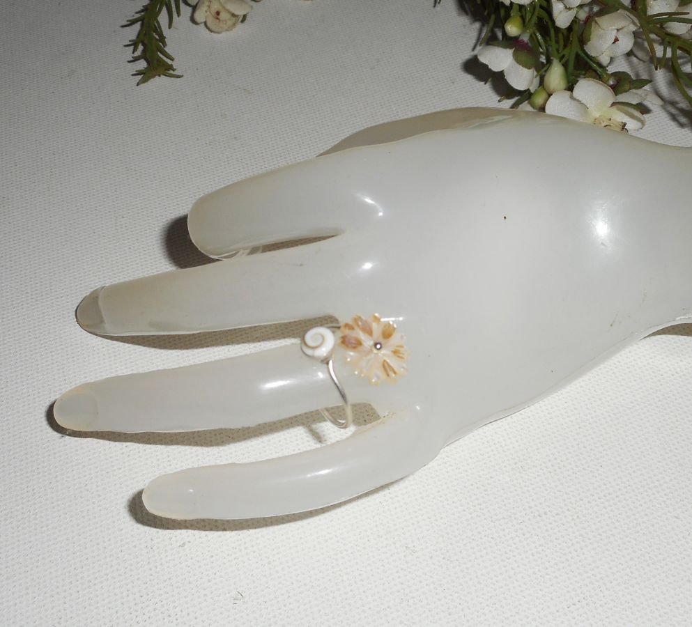 Original 925 Sterling Silver Ring med pärlemor Daisy och St. Lucia Eye