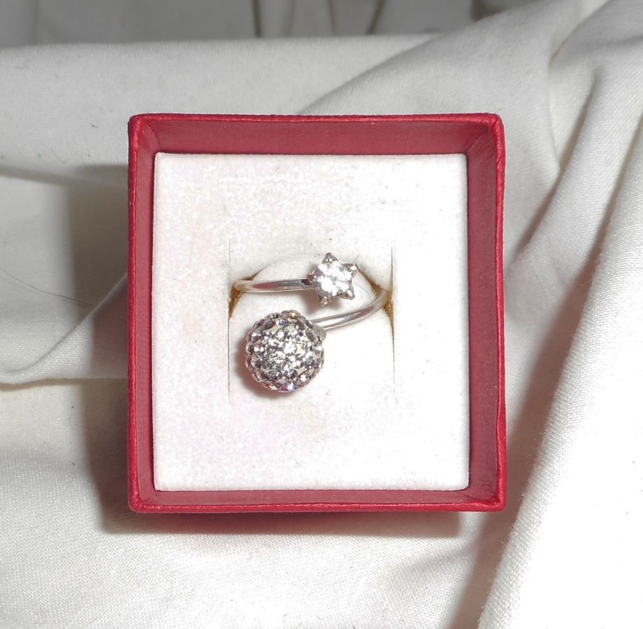 Original Swarovski Double Crystal Ring i 925 Sterling Silver
