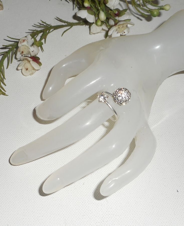 Original Swarovski Double Crystal Ring i 925 Sterling Silver