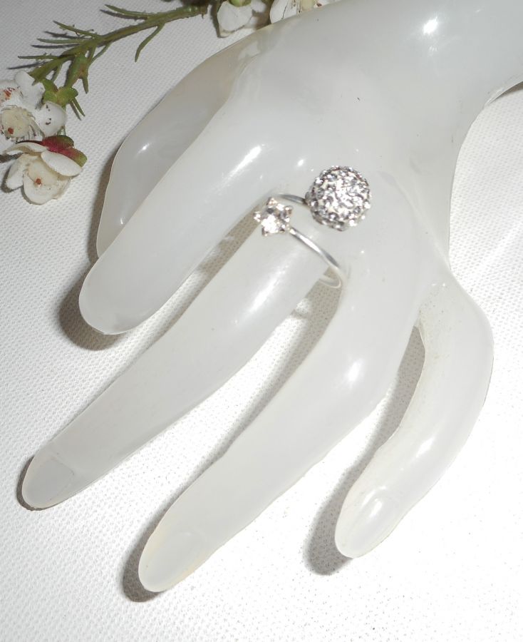 Original Swarovski Double Crystal Ring i 925 Sterling Silver