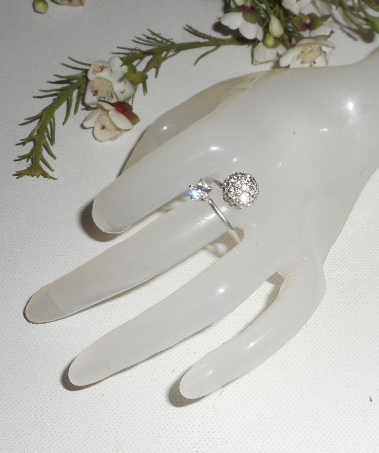 Original Swarovski Double Crystal Ring i 925 Sterling Silver