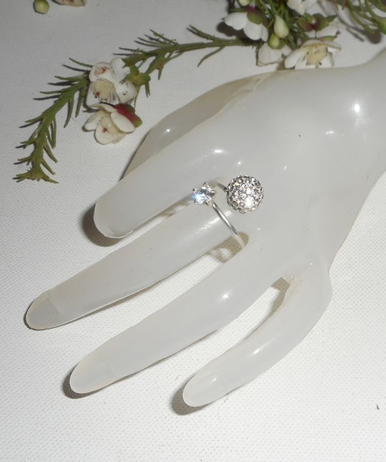 Original Swarovski Double Crystal Ring i 925 Sterling Silver