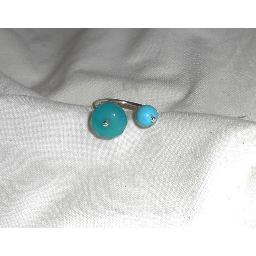 Original dubbel blå stenring i jade och turkenit och 925 silver