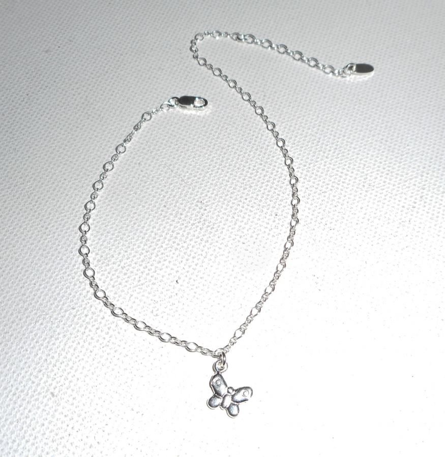 Ankelarmband med fjäril på kedja i 925 silver