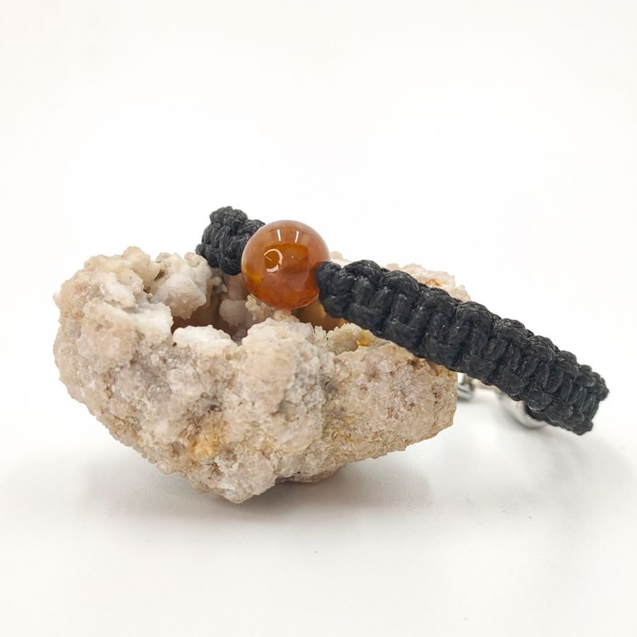 Armband i vävt rep med brun agat