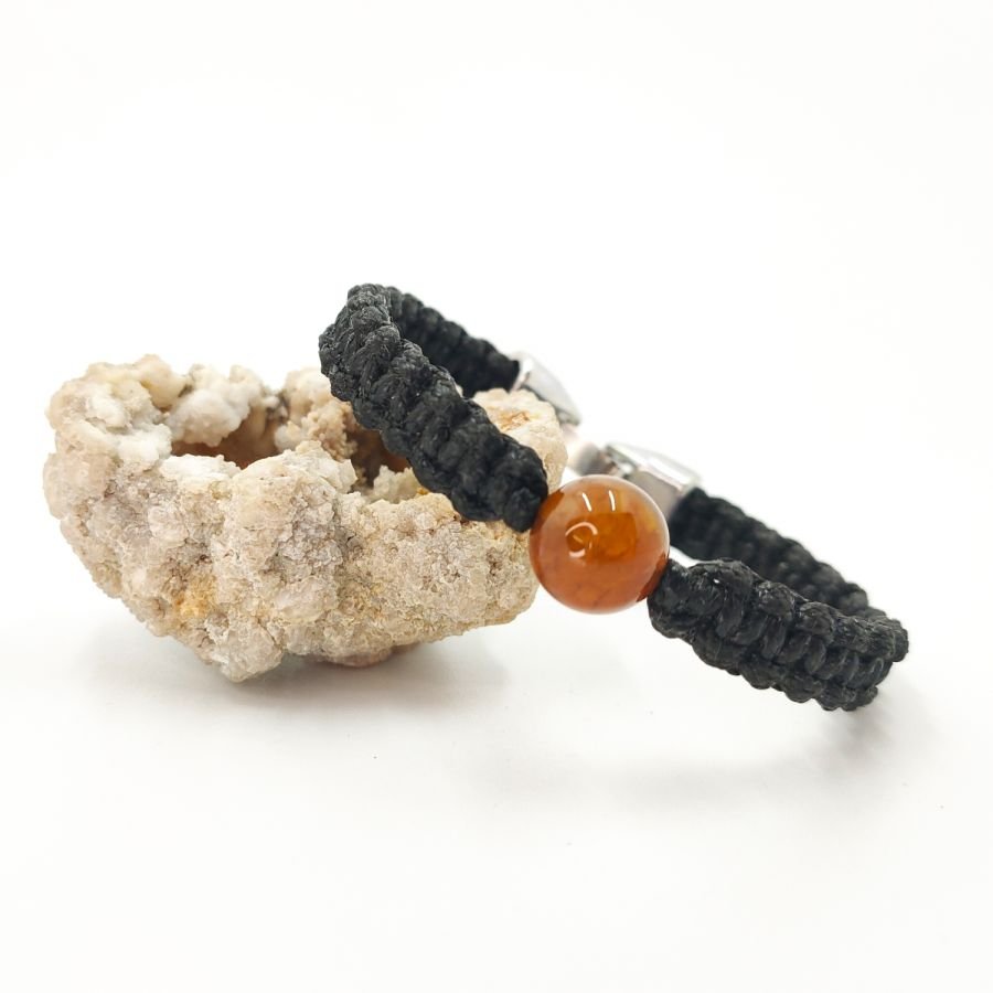 Armband i vävt rep med brun agat