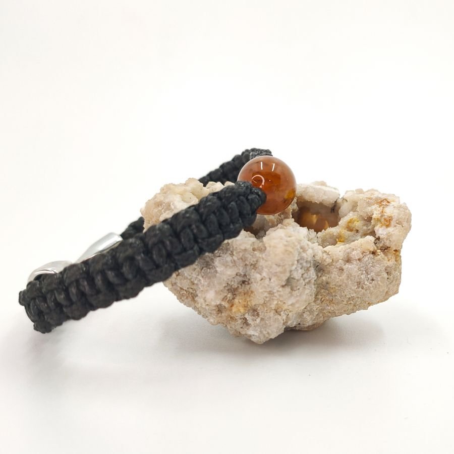 Armband i vävt rep med brun agat