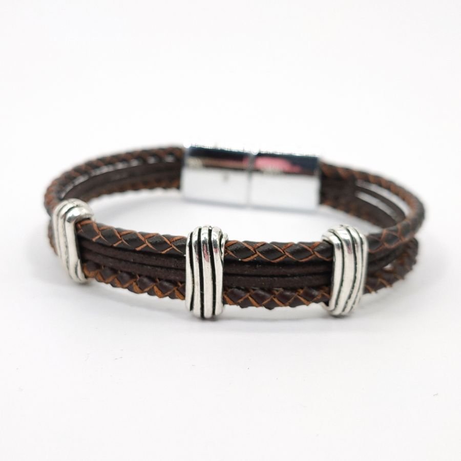Brunt läderarmband för män