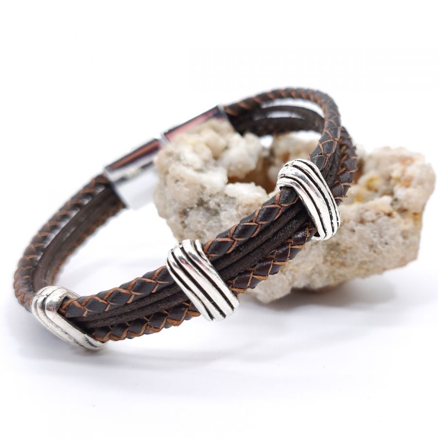 Brunt läderarmband för män