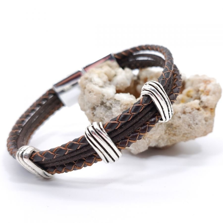 Brunt läderarmband för män
