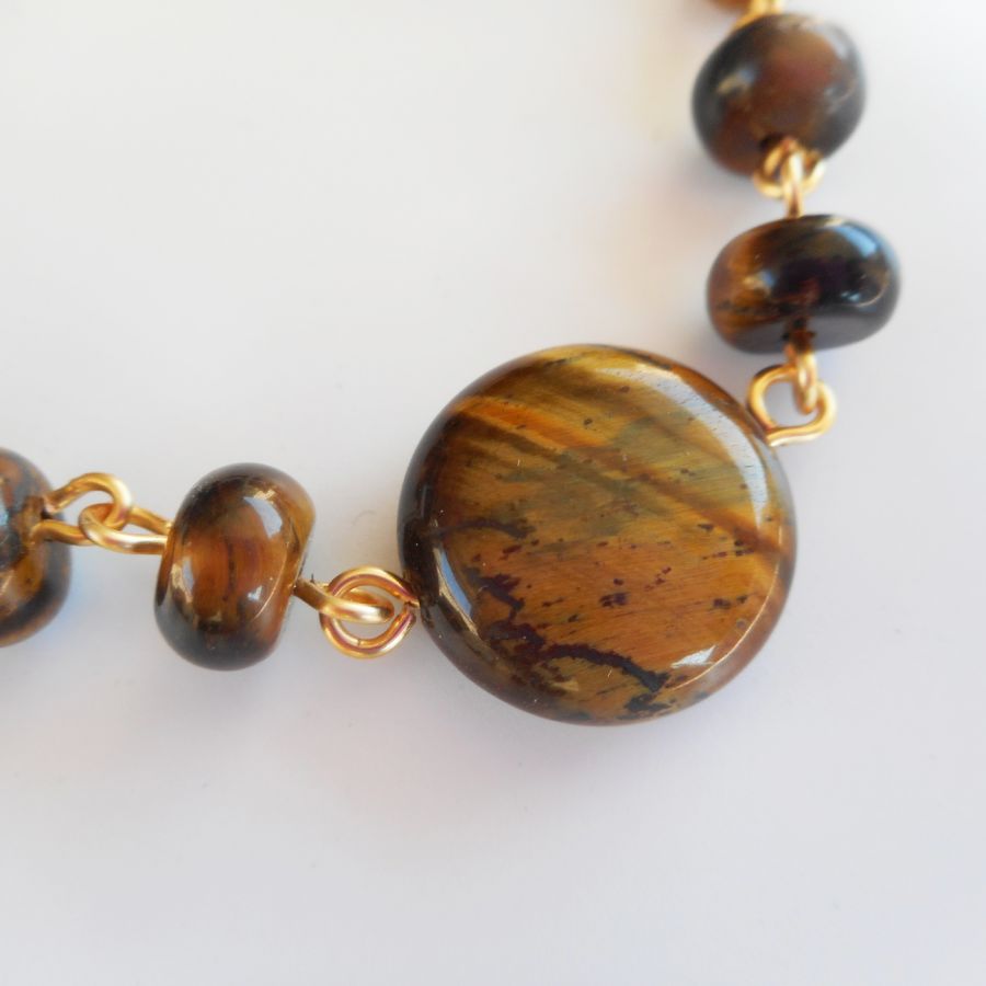 Tiger eye och armband i rostfritt stål