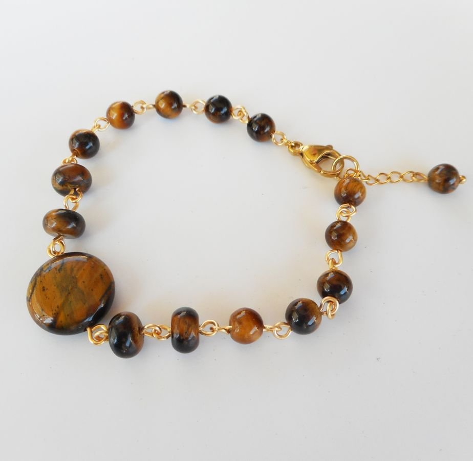 Tiger eye och armband i rostfritt stål