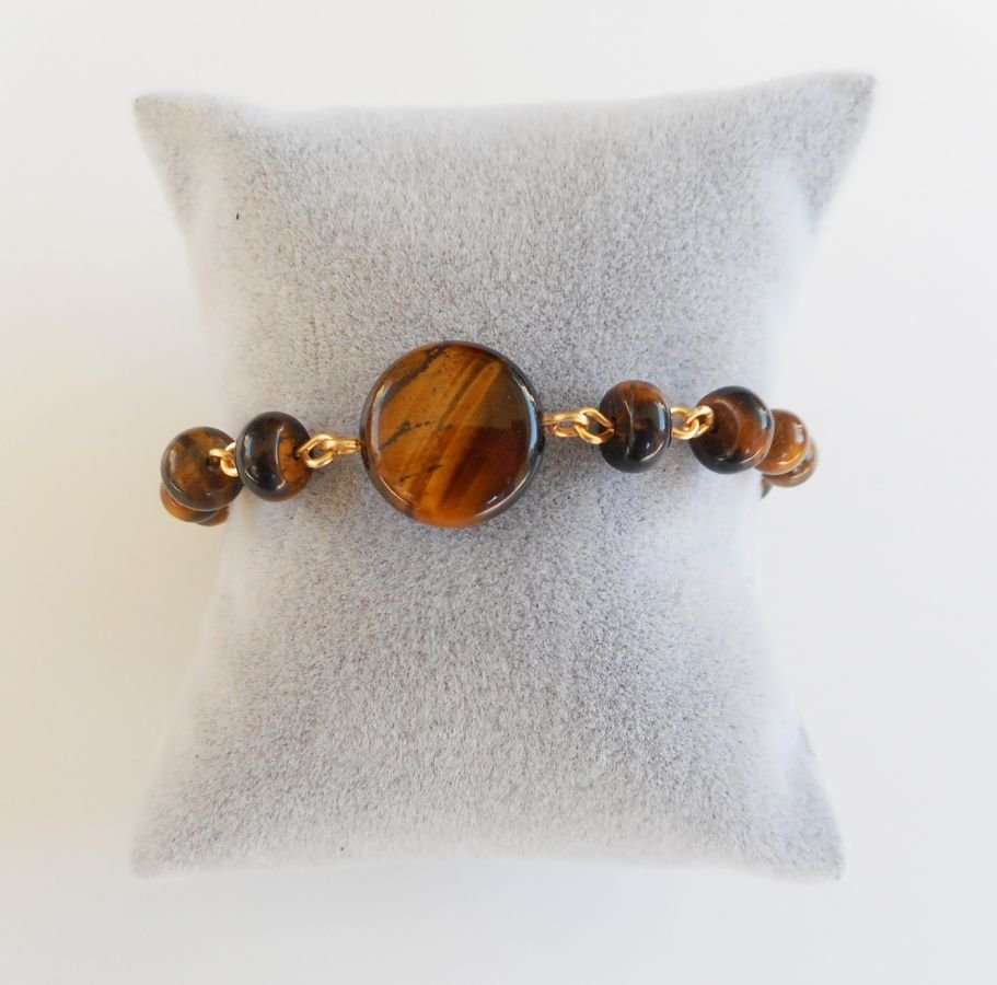 Tiger eye och armband i rostfritt stål