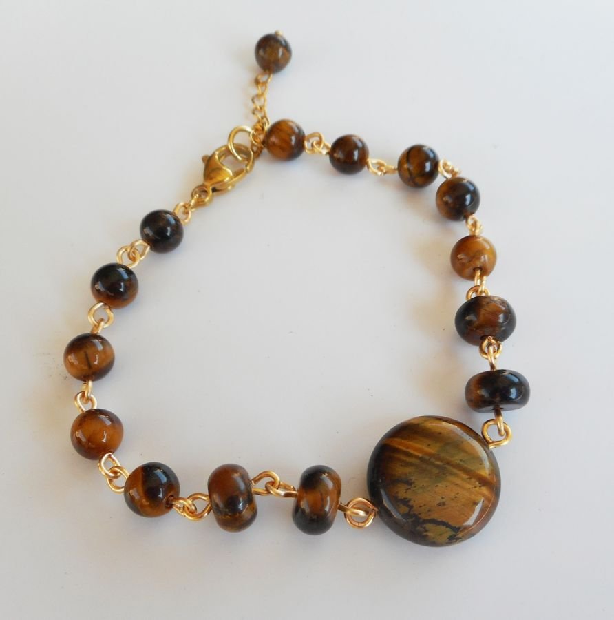 Tiger eye och armband i rostfritt stål