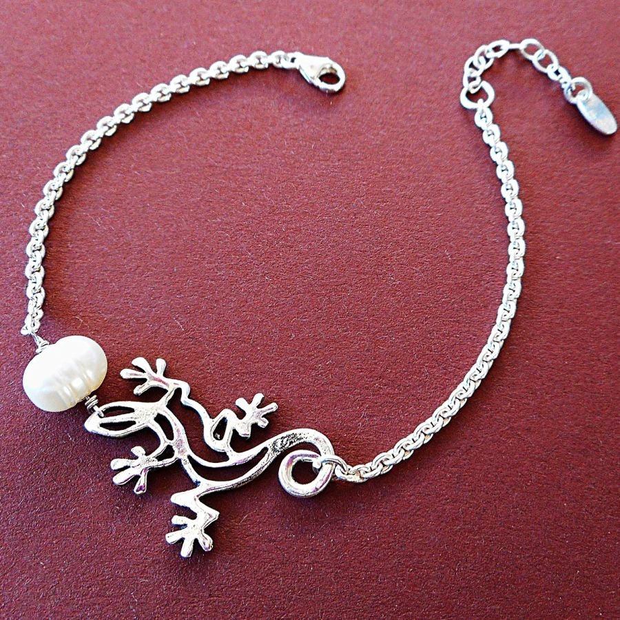 Kulturpärlor och geiko armband på 925 silverkedja
