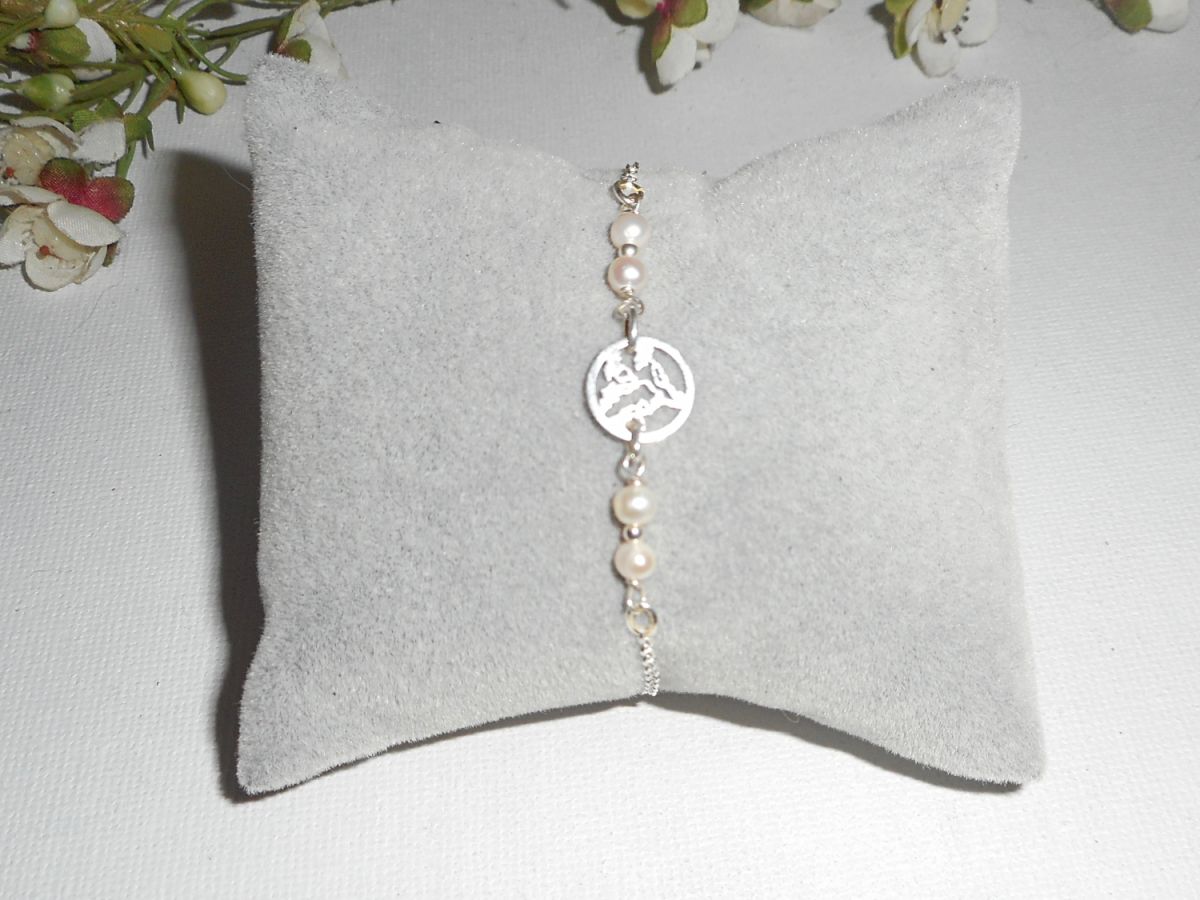 Armband med odlade pärlor och livets träd i silver 925