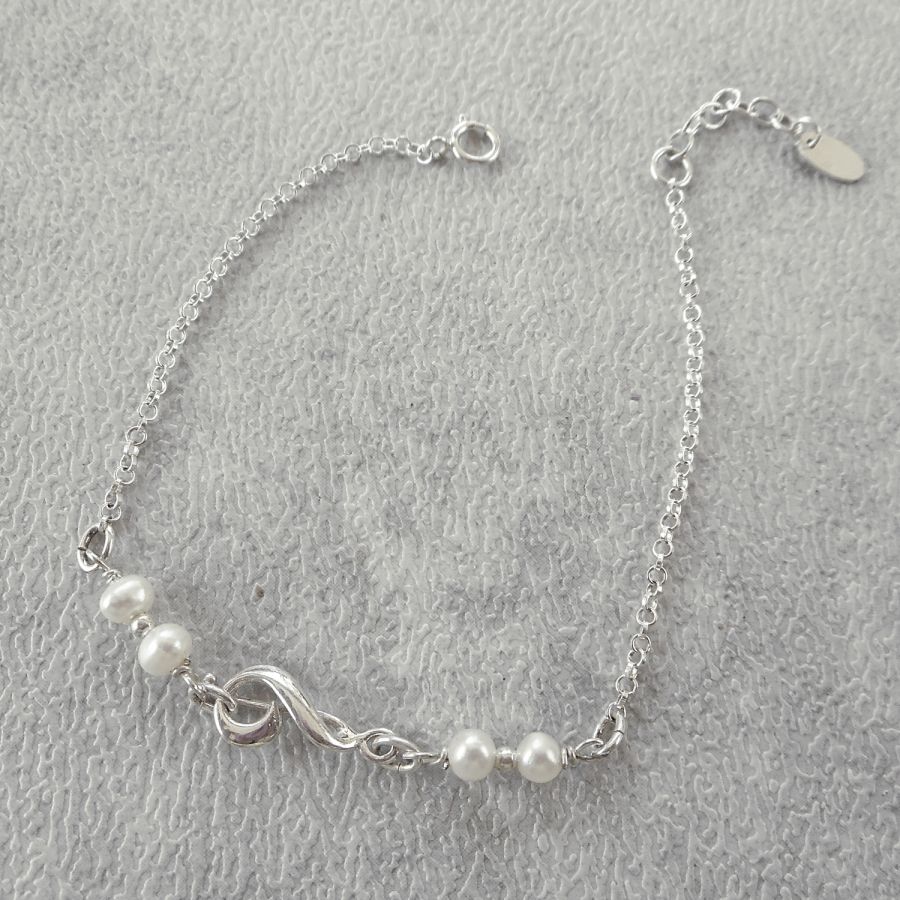 Pärlhalsband med musiknoter i silver 925
