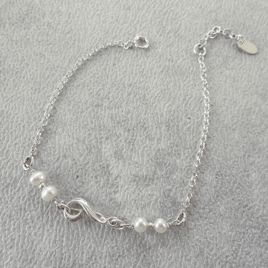 Pärlhalsband med musiknoter i silver 925