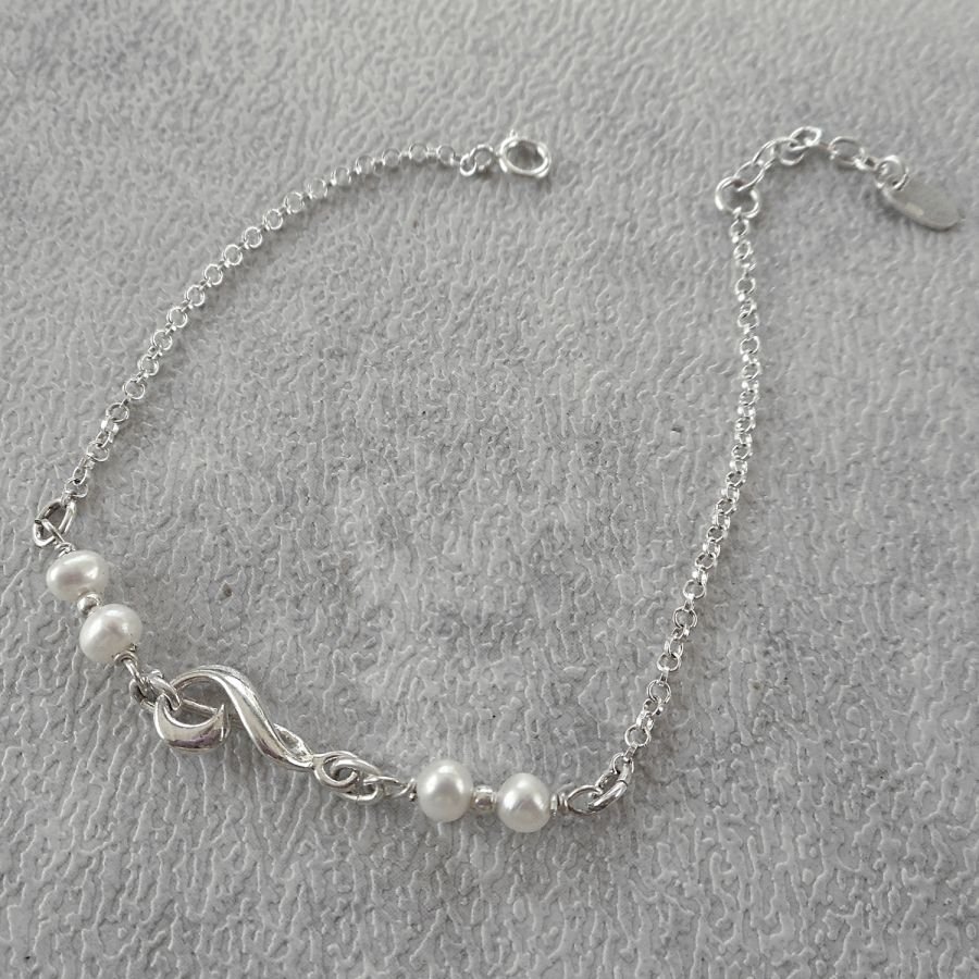 Pärlhalsband med musiknoter i silver 925