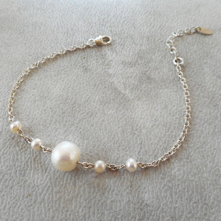 Armband med odlade pärlor på kedja i 925 silver