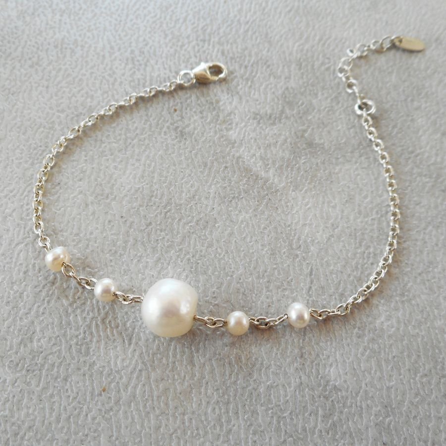 Armband med odlade pärlor på kedja i 925 silver