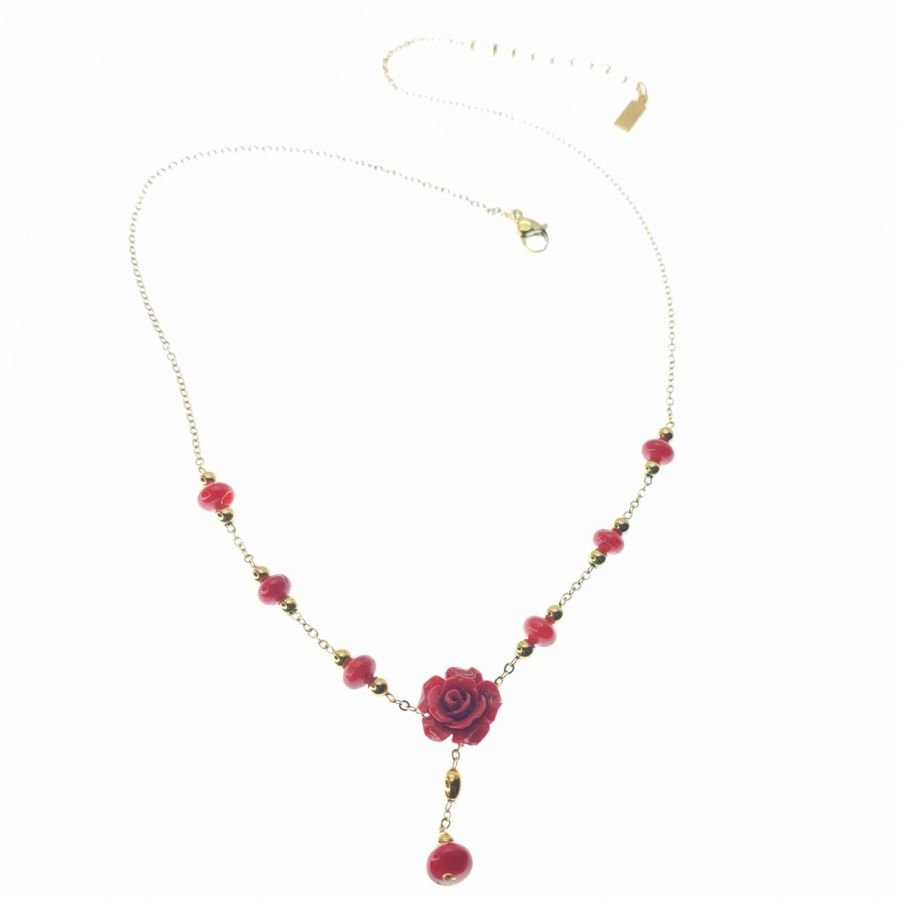 Halsband med rosa och röda gorgonier