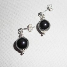 10mm hematit örhängen på 925 sterling silver