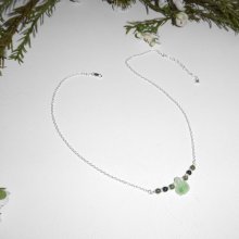 Original 925 silver halsband med sköldpadda och jade pärlor på kedja